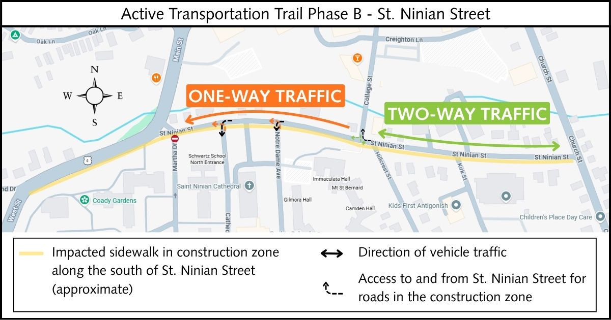 Map showing the construction area for the first section of construction for AT Trail Phase B Map showing the construction area for the first section of construction for AT Trail Phase B